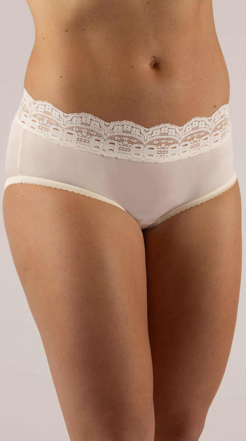 Shadowline Ivory Lace Trim Hipster Panty