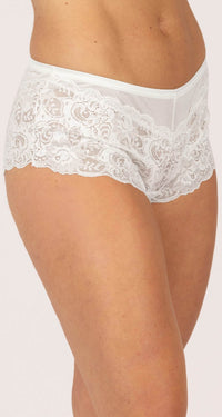 Lace Cheeky Panty White Front View