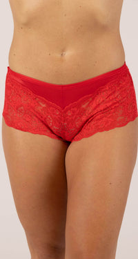 Lace Cheeky Panty Red Front View