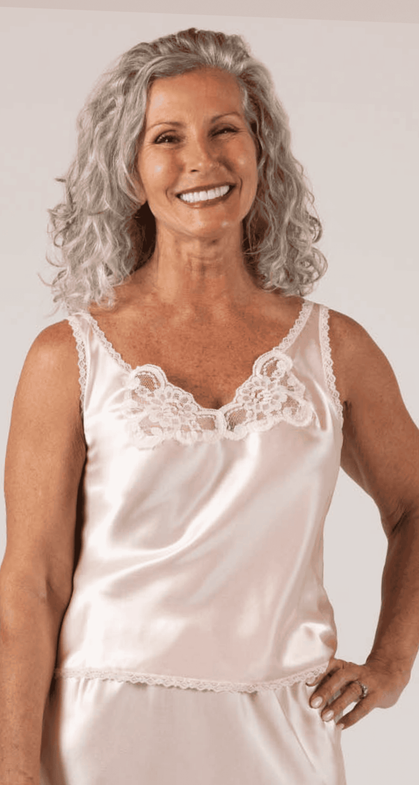 22075 Blush Front Rochelle Satin Adjustable Strap Camisole