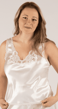 22075 Ivory Front Rochelle Satin Adjustable Strap Camisole