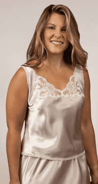 Taupe Front Rochelle Satin Adjustable Strap Camisole