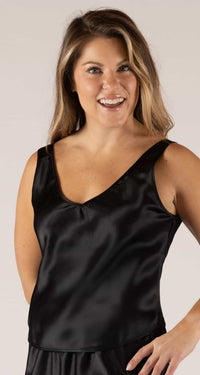 Black Satin Wide Strap Camisole