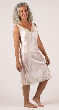 23 Inch Rochelle Satin Half Slip with Matching Camisole