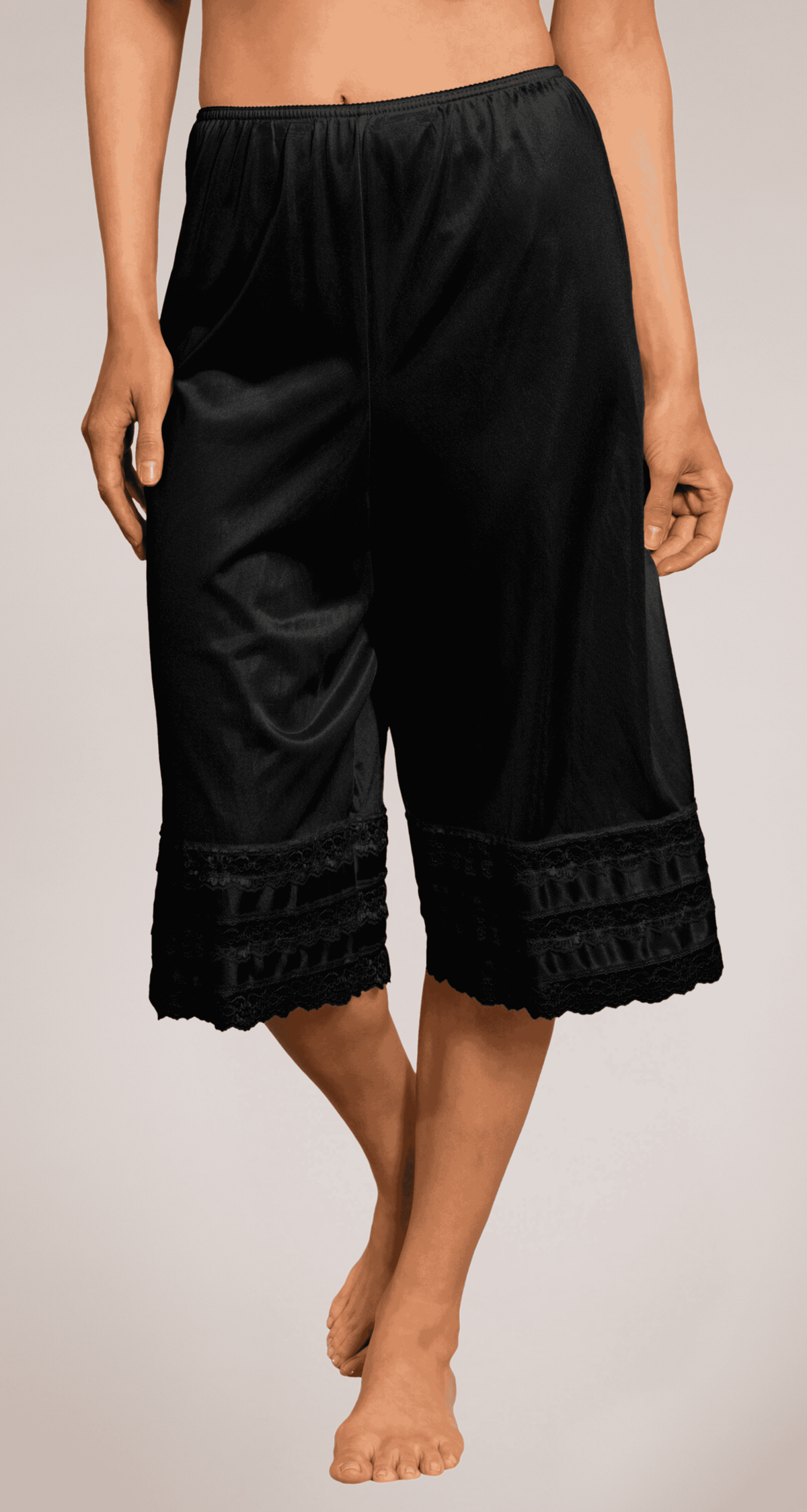 2402 Black Front View Lace Snip-It Adjustable Length Nylon Full Slip