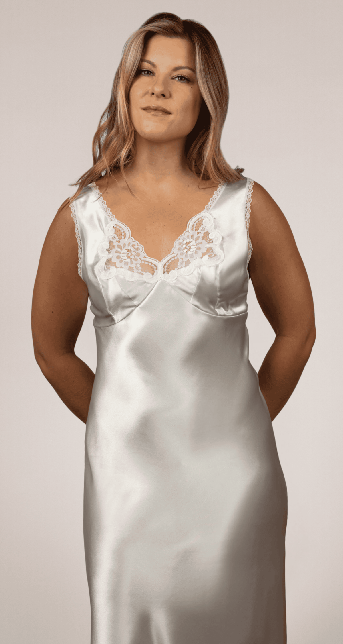 Mint Rochelle Satin Full Slip with Adjustable Straps