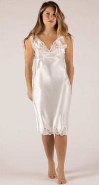 Rochelle Satin Full Slip with Adjustable Straps in Ivory