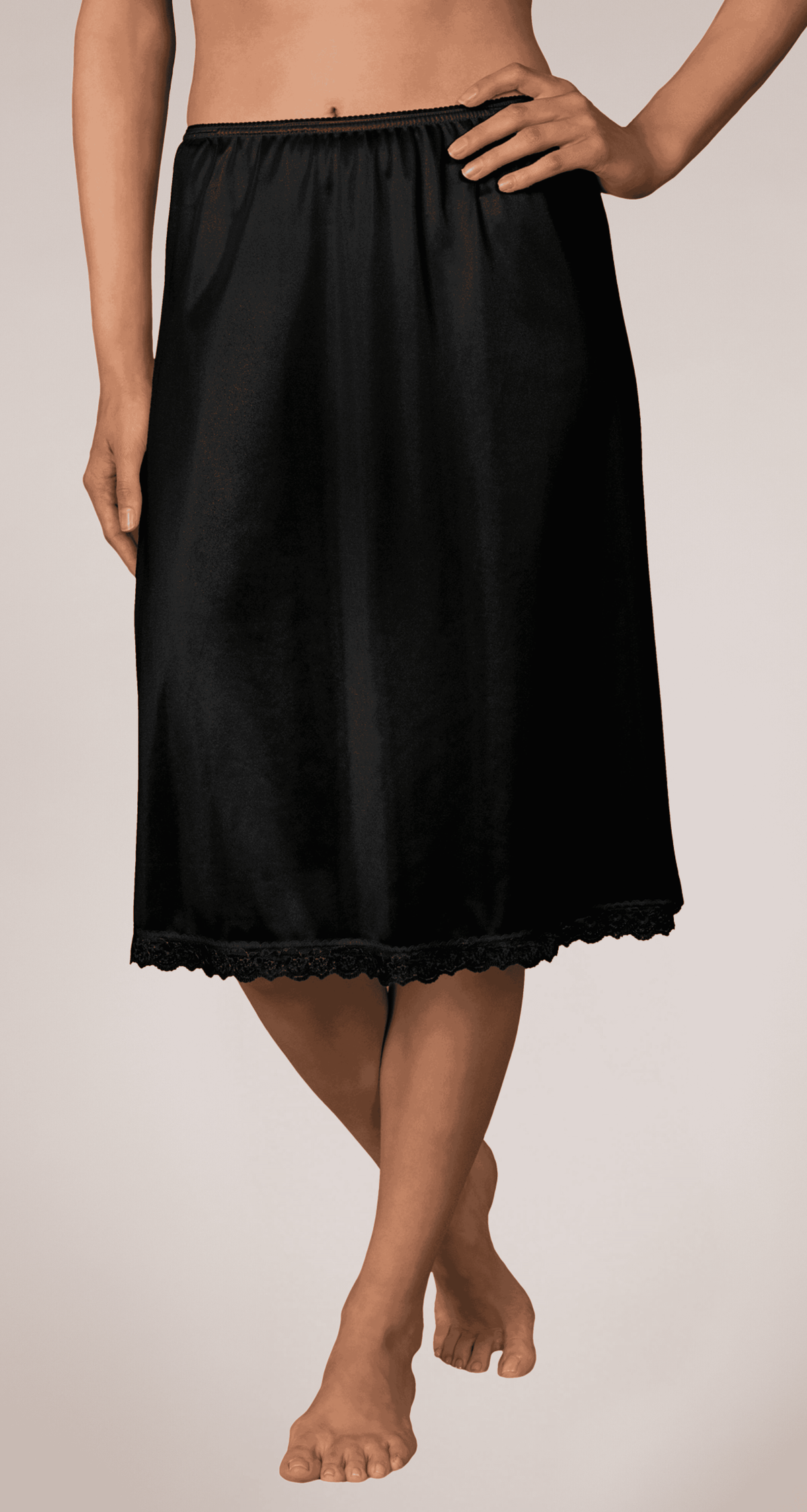 nylon half slip black front