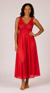 Shadowline® Silhouette Lace Bodice Long Nightgown with Added Support