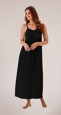 Black 53" Long Braided Strap Nightgown