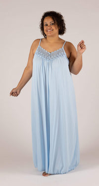 Blue 53" Long Braided Strap Nightgown