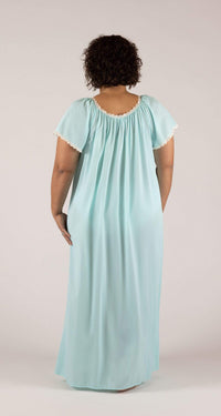 Cameo Flutter Sleeve 53" Long Nightgown Back View