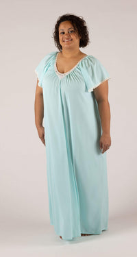 Seafoam Cameo Flutter Sleeve 53" Long Nightgown