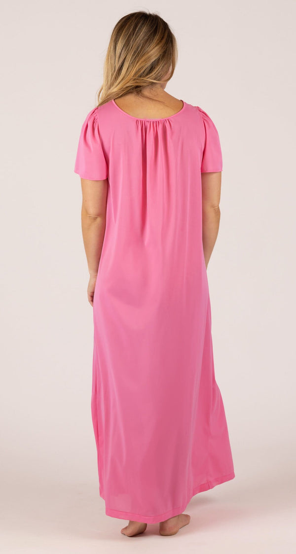 Petals Flutter Sleeve Long Nightgown Back View