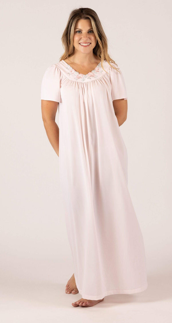 Pink Petals Flutter Sleeve Long Nightgown
