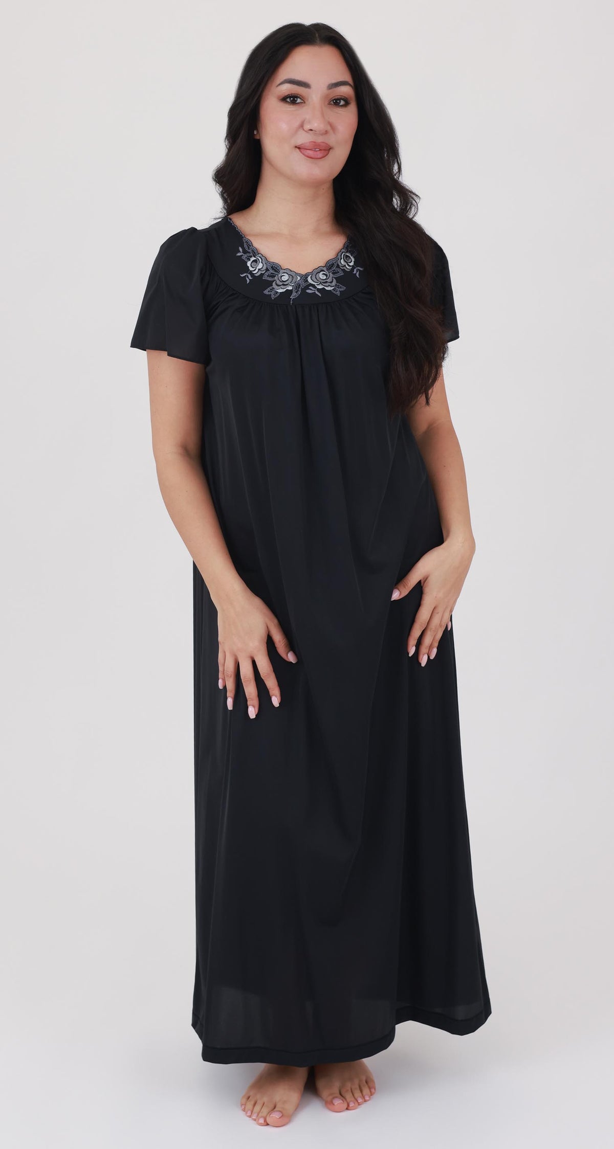Petals Flutter Sleeve Long Nightgown – Shadowline Lingerie