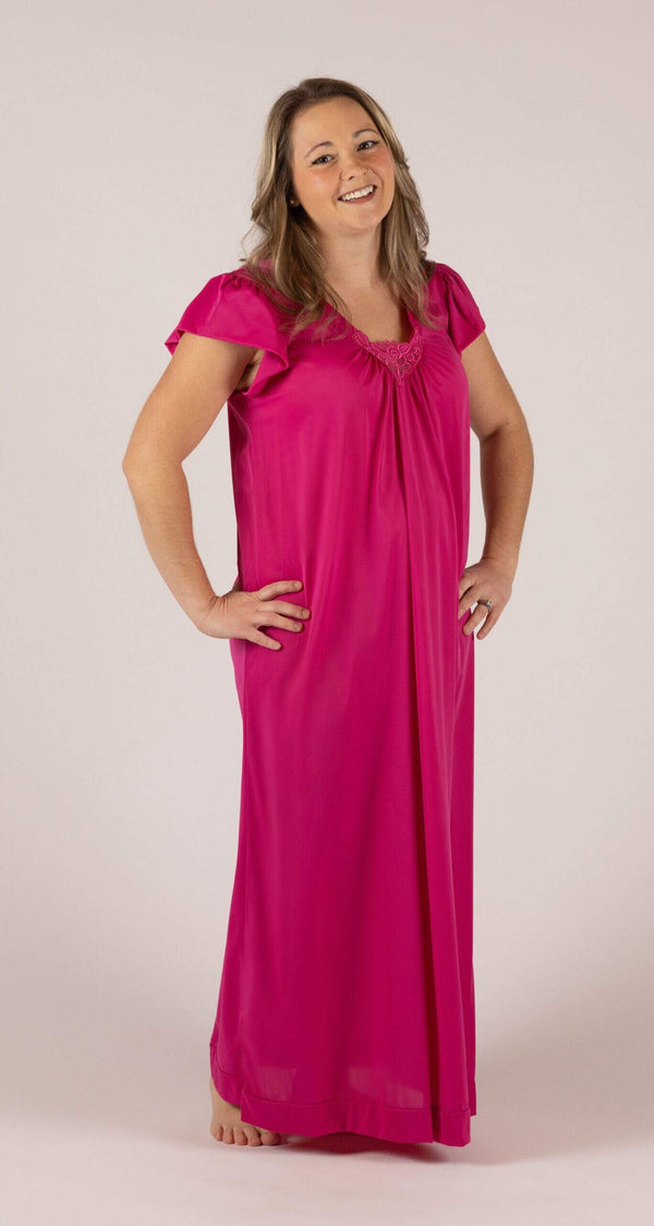 Raspberry Cherish Cap Sleeve 50" Long Nightgown