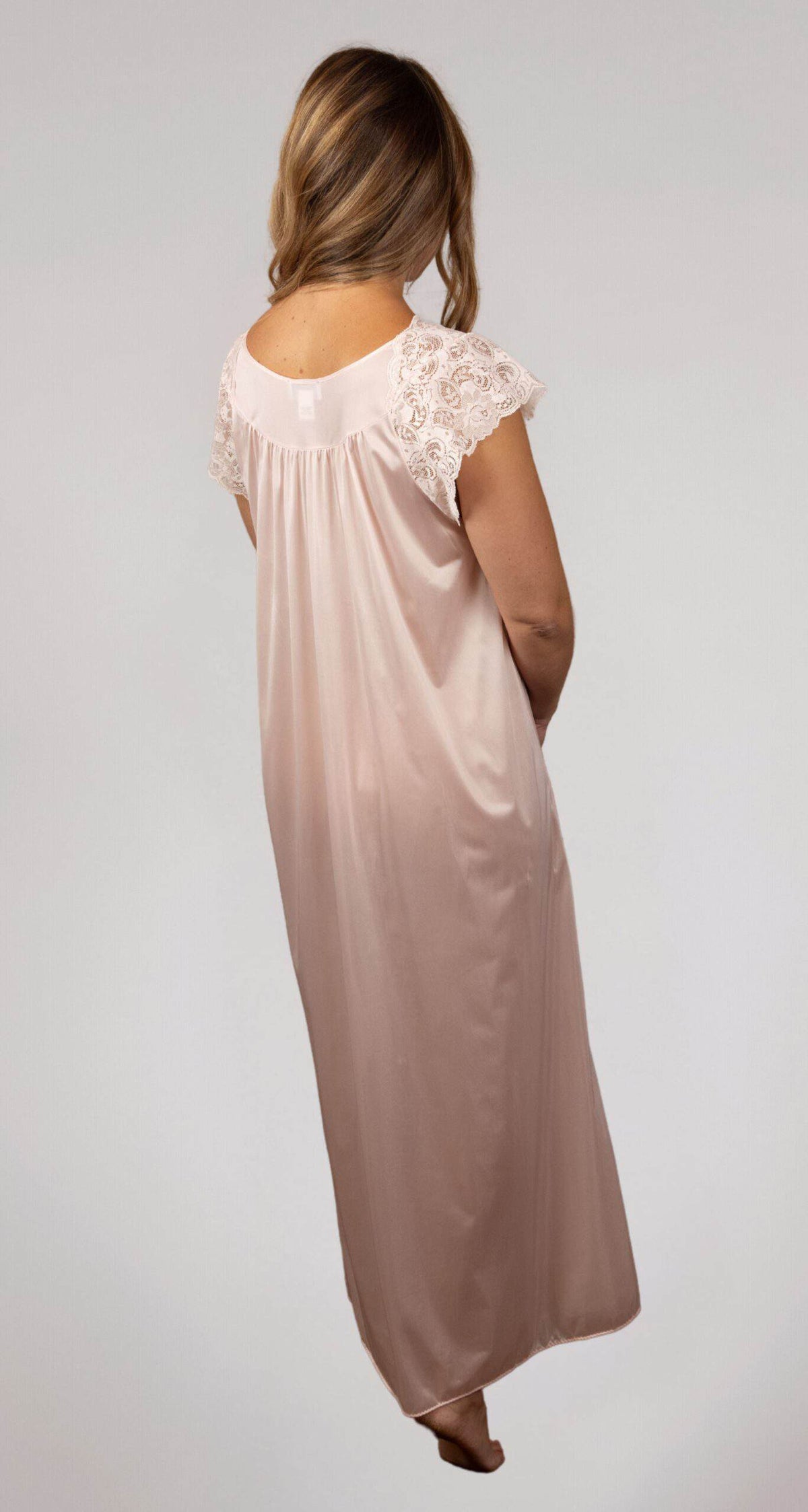 Lace Cap Sleeve 53 Inch Long Nightgown Back