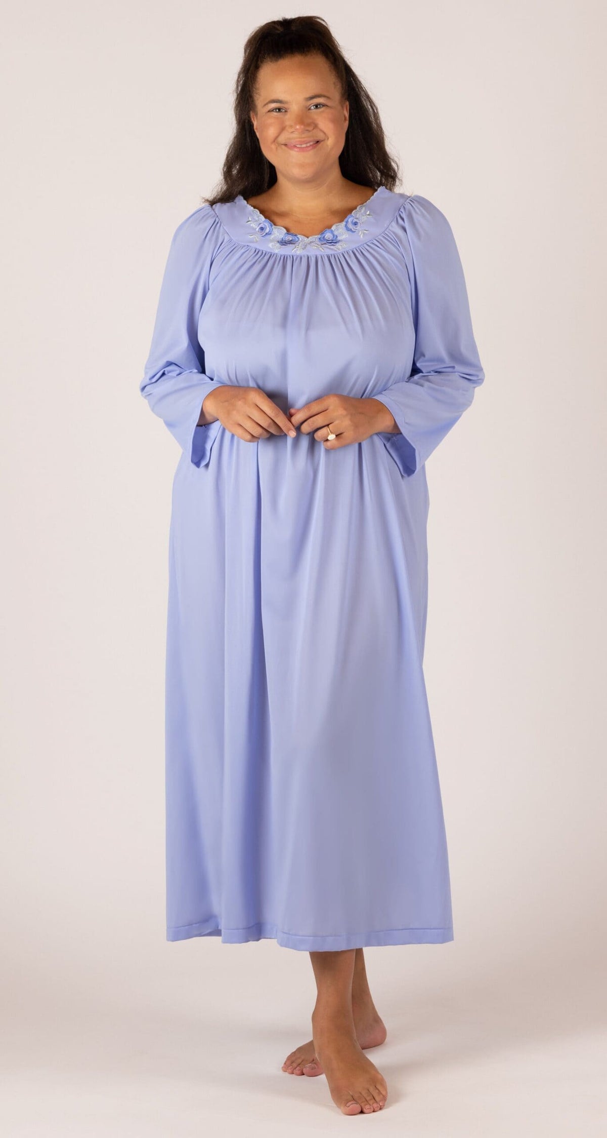 Lilac Petals Long Sleeve Long Nightgown