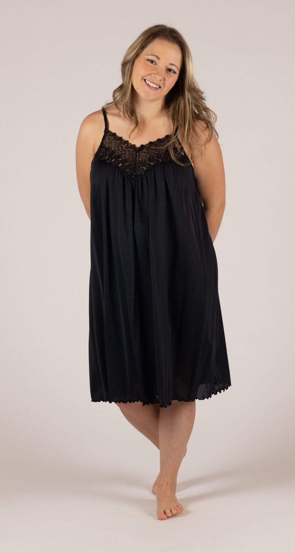Black 38" Short Braided Strap Nightgown