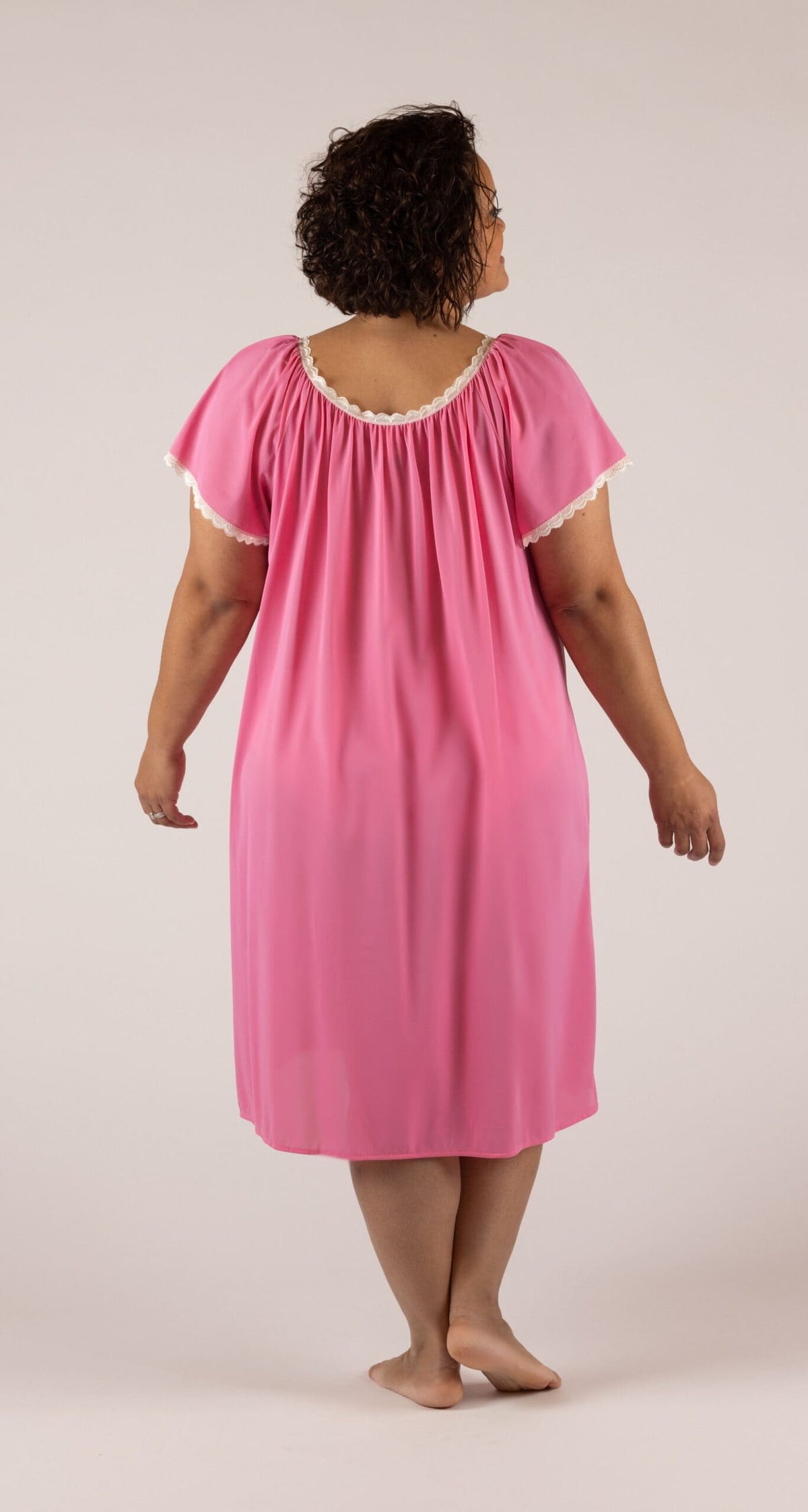 Cameo Flutter Sleeve 40" Short Nightgown Back View
