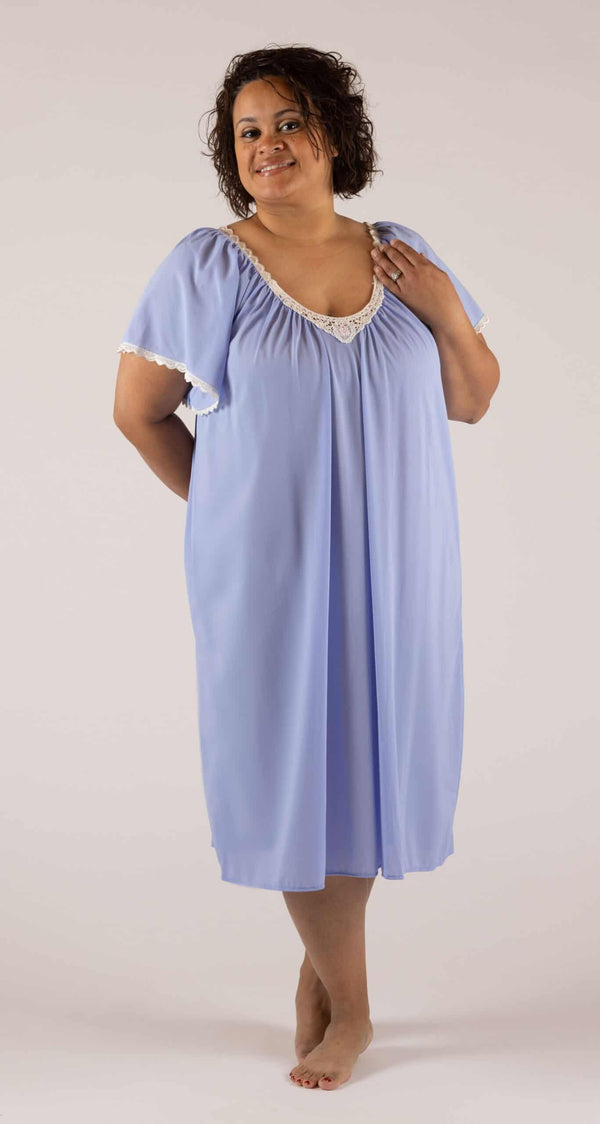 Lilac Cameo Flutter Sleeve 40" Short Nightgown