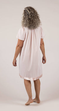 Satin Touch Short Sleeve Nightgown in pink back