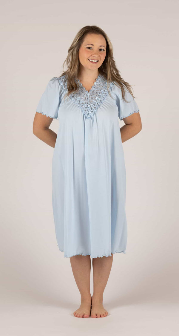 Blue Lace Bodice 38" Short Nightgown