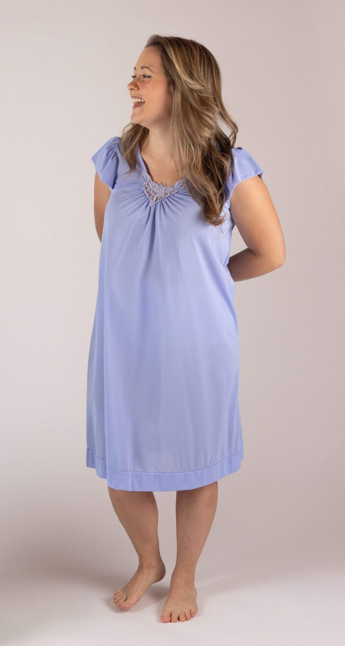 Lilac Cherish Cap Sleeve 38" Short Nightgown