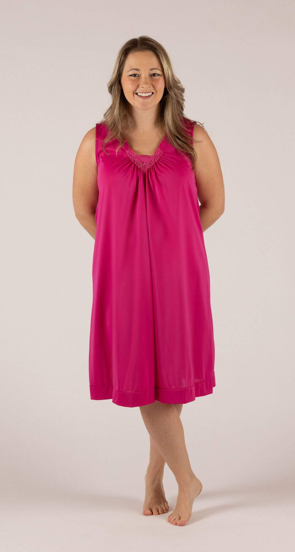 Raspberry Cherish Sleeveless 38" Short Nightgown