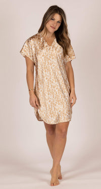 Latte Leopard Simply Charming Satin Sleepshirt