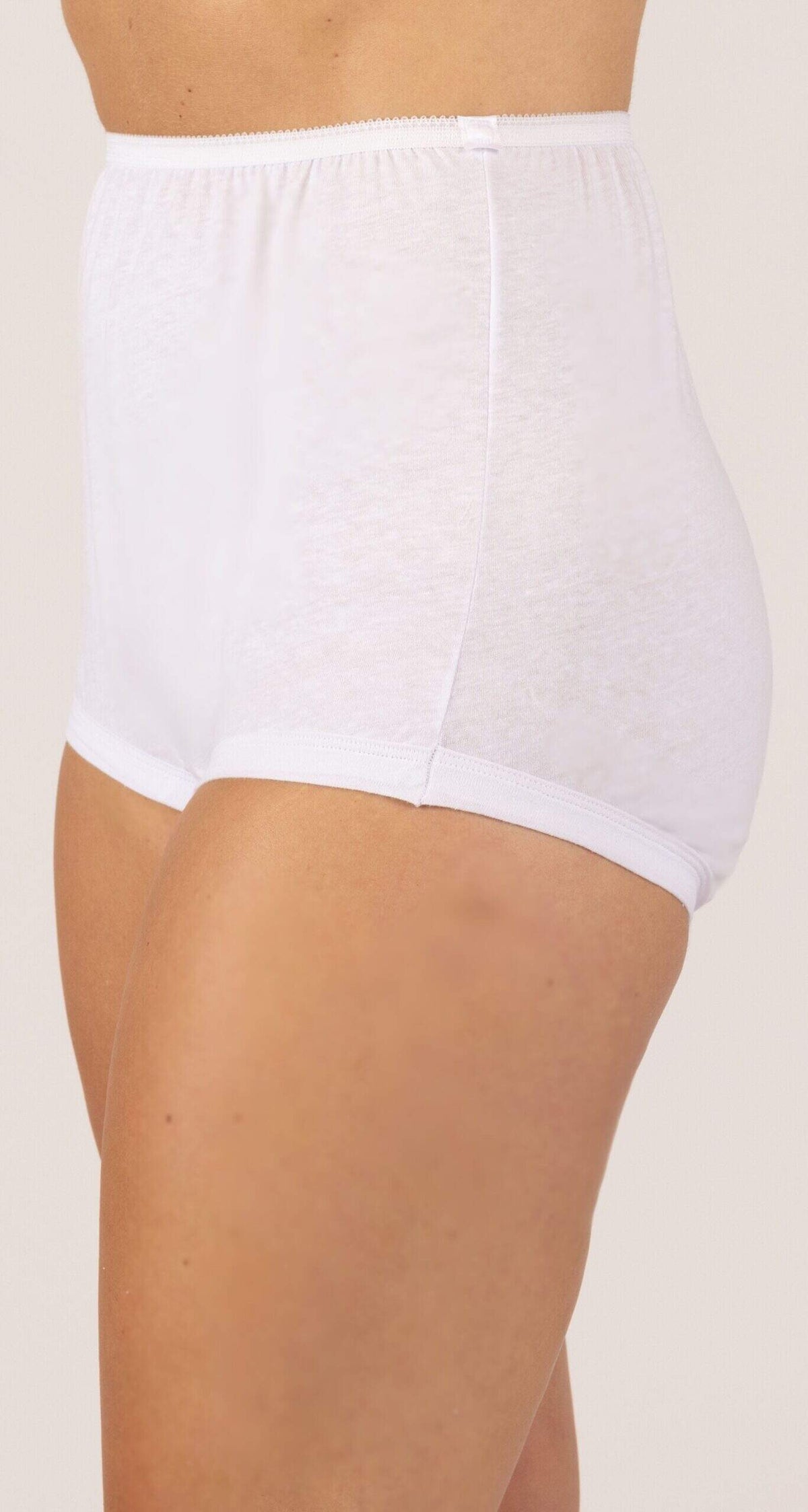 Dixie Belle White Banded Leg Cotton Full Brief Panty Side View