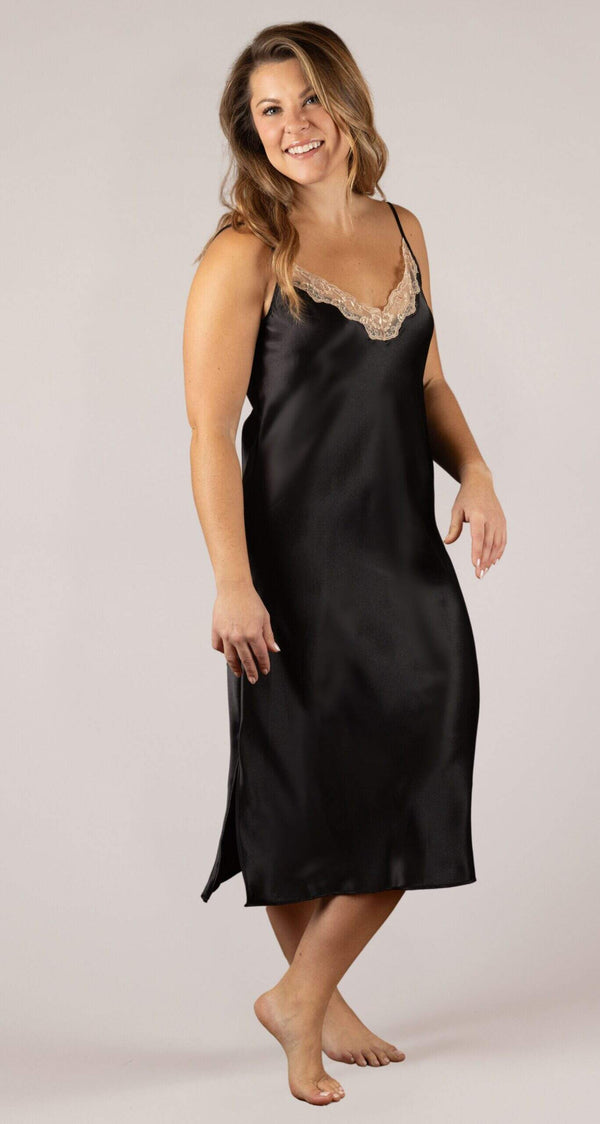 Black Charming Satin Ballet Nightgown
