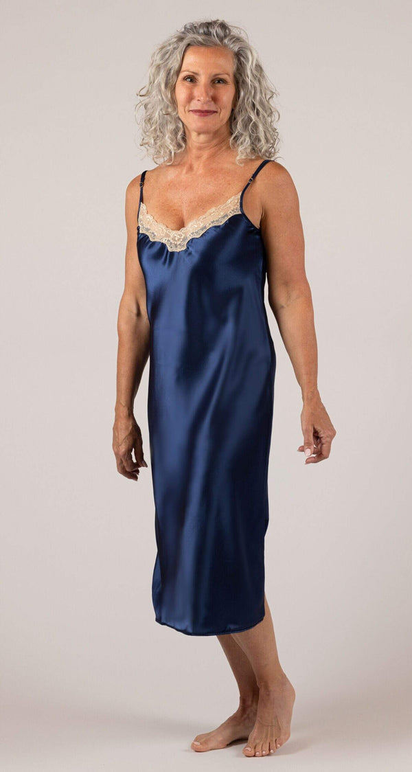 Navy Charming Satin Ballet Nightgown
