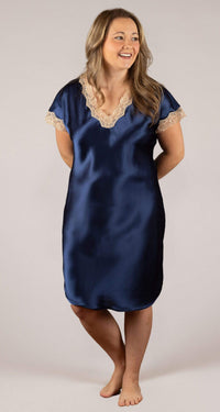 Navy Charming Vintage Lace Sleepshirt