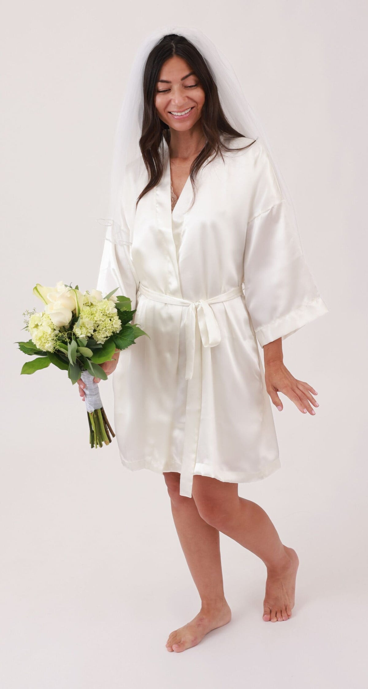 Ivory Charming Satin Wrap Robe in our new Bridal Collection