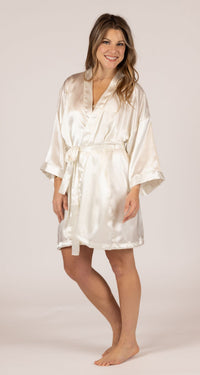 Ivory Charming Satin Wrap Robe