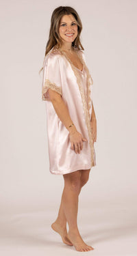 Blush Charming Lace Trip Satin Robe