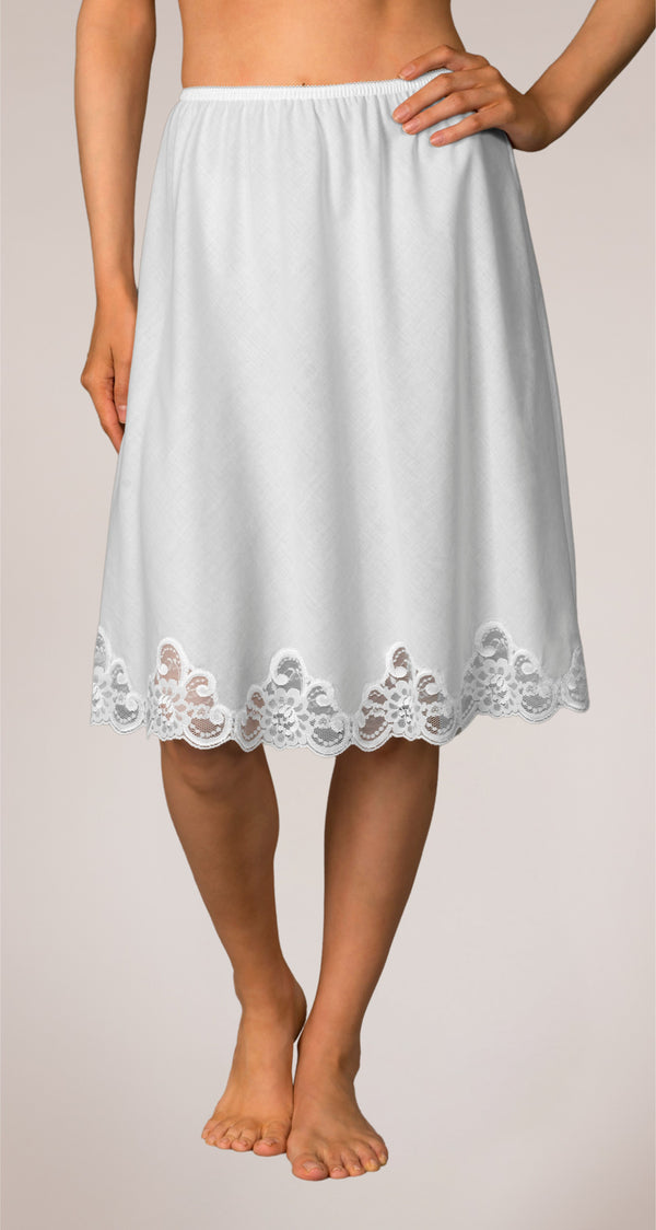 Cotton Batiste 23" Half Slip in White