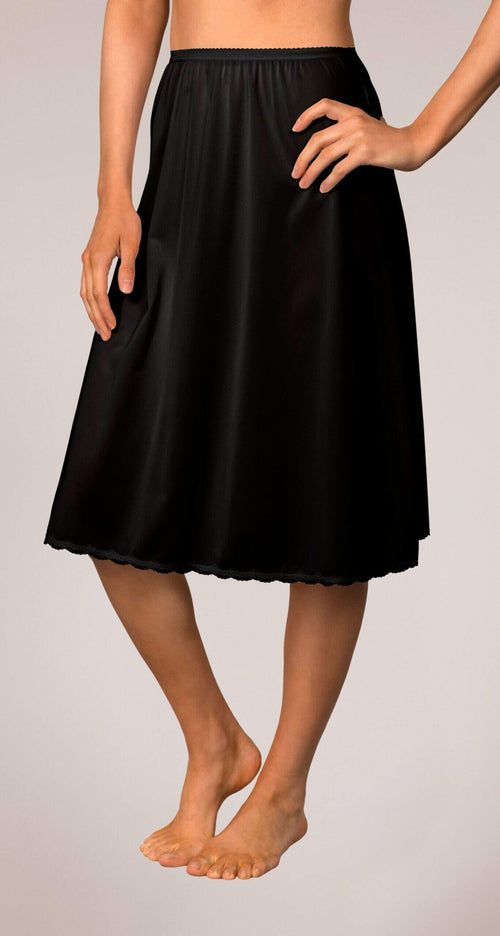 Nylon 25" Pettiskirt Half Slip in Black