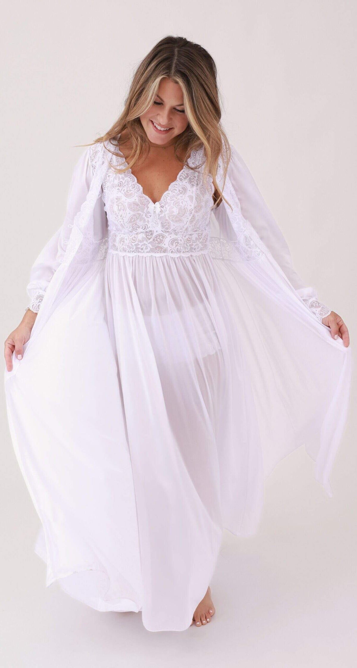 Lace Peignoir Set | Nightgown and Robe | Wedding Lingerie Shadowline Lingerie Lace Peignoir Set | Nightgown and Robe | Wedding Lingerie Shadowline Lingerie