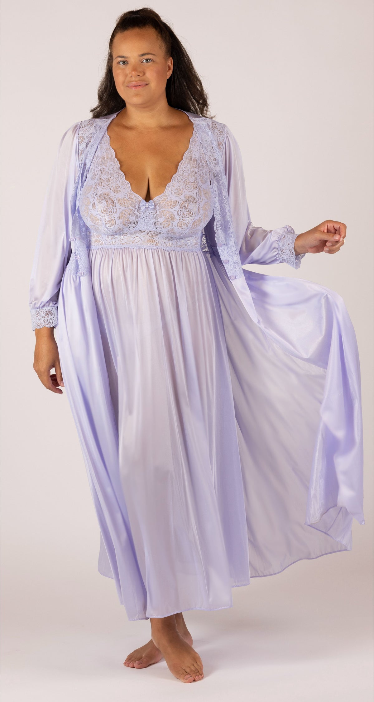 Peri Frost Silhouette Lace Gown & Robe Peignoir Set Sold Separately