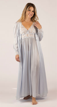 Silver Silhouette Lace Gown & Robe Peignoir Set Sold Separately