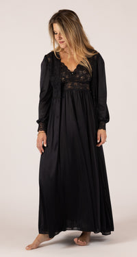 Shadowline® Lace Bodice Long Nightgown & Button Down Robe Peignoir Set