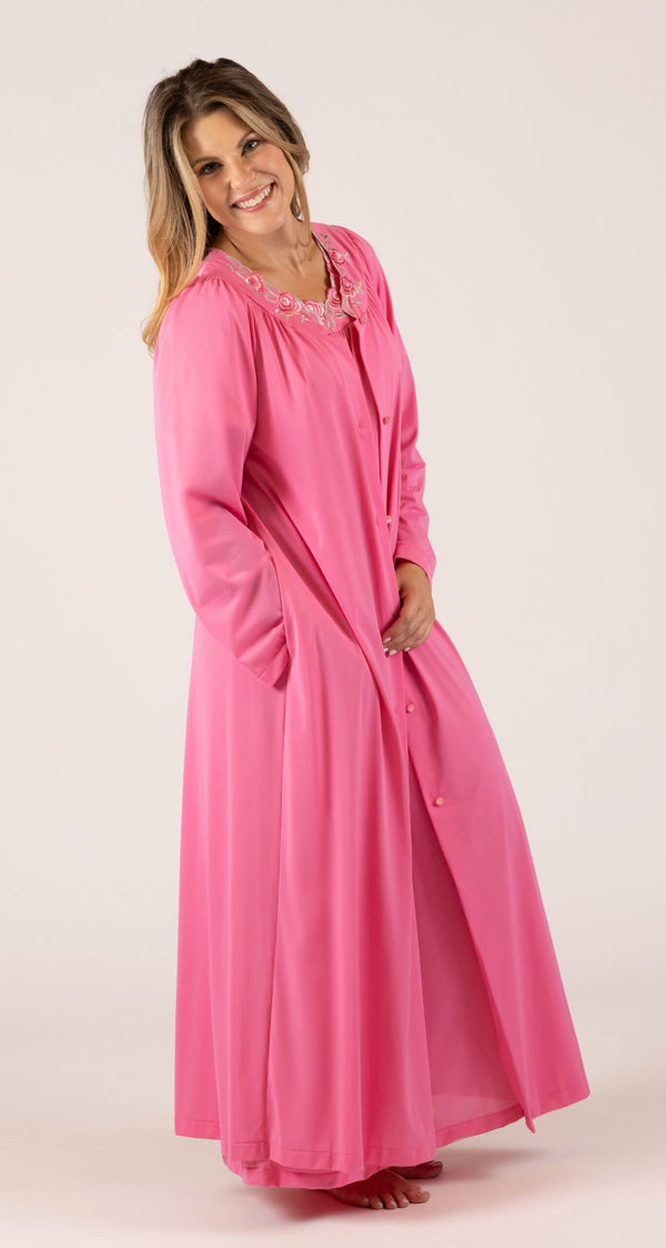 Petals Flutter Sleeve Long Nightgown & Long Robe Set in Rosey Pink