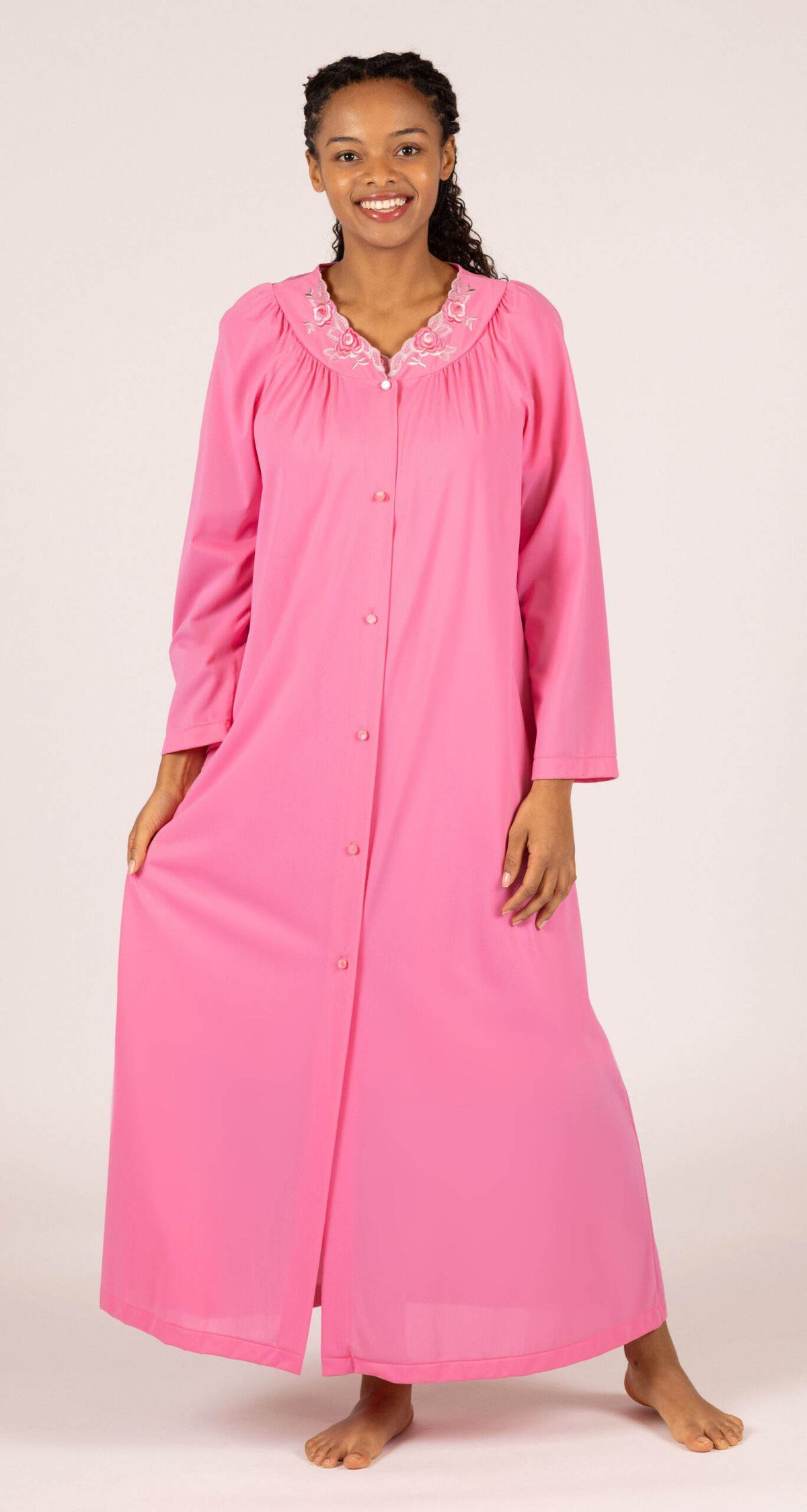 Rosey Pink Short Flutter Sleeve Long Gown & Long Robe Set