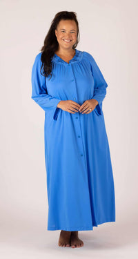 Sapphire Short Flutter Sleeve Long Gown & Long Robe Set