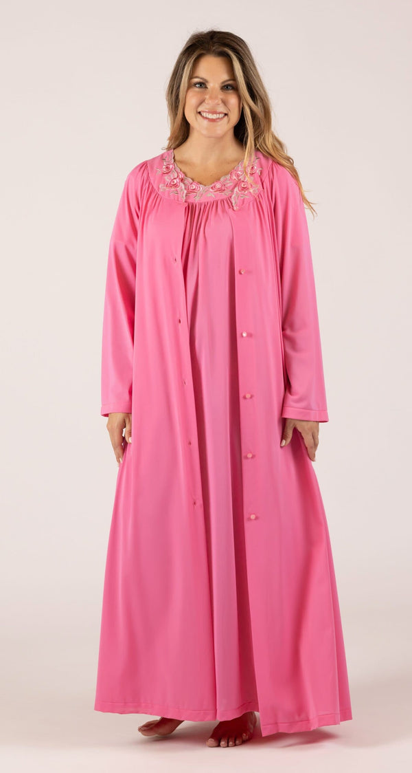Rosey Pink Long Gown & Long Robe Set