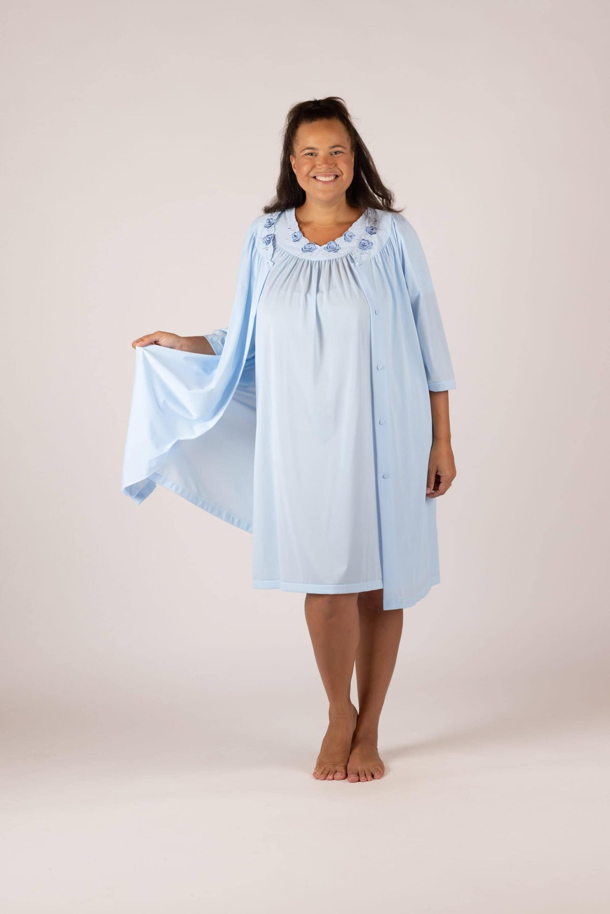 Bluebell Flutter Sleeve Gown & Short Robe Set