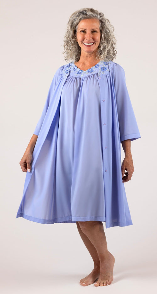 Petals Sleeveless Short Nightgown & Robe Set in Lilac